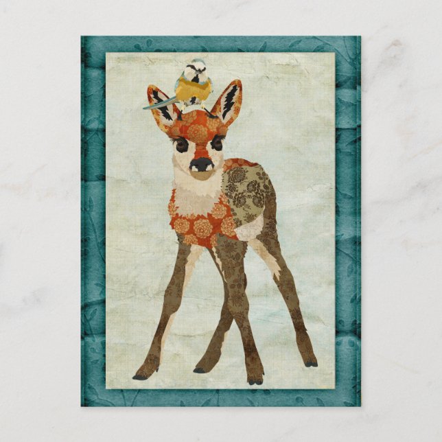 Cartão postal Fawn & Little Bird (Frente)