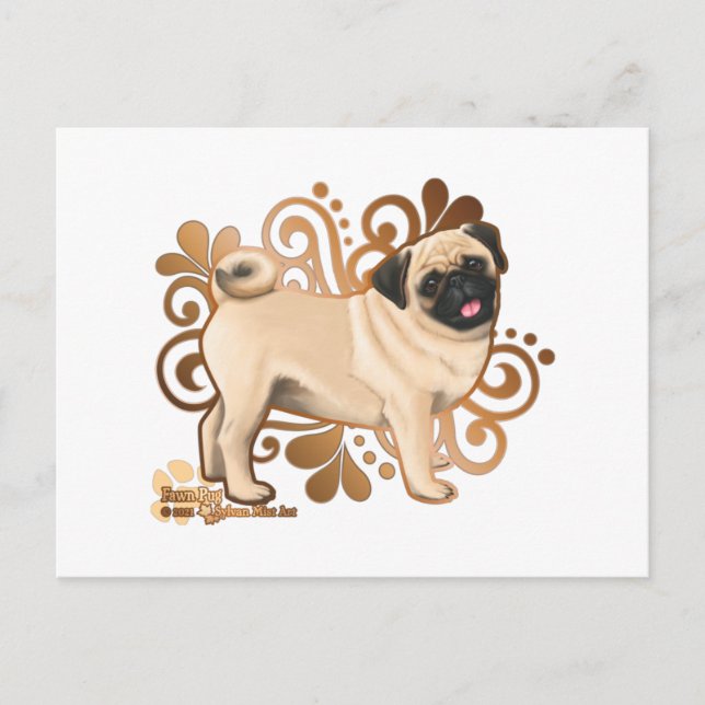Cartão Postal Fawn Pug (Frente)