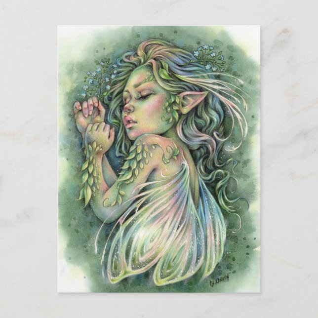 Cartão Postal Faye Postcard Woodland Fairy Girl Fantasy (Frente)