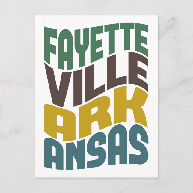 Cartão Postal Fayetteville Arkansas Retro Wave (Frente)