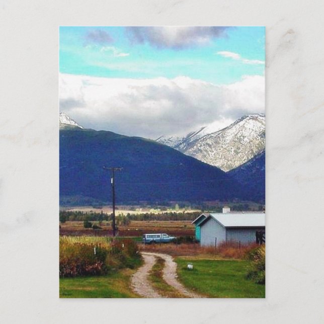 Cartão Postal Fazenda de Pais das Montanhas Bitterroot (Frente)