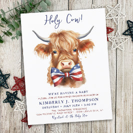 Cartão Postal Fazenda de Vaca Highland Chá de fraldas Patriótica