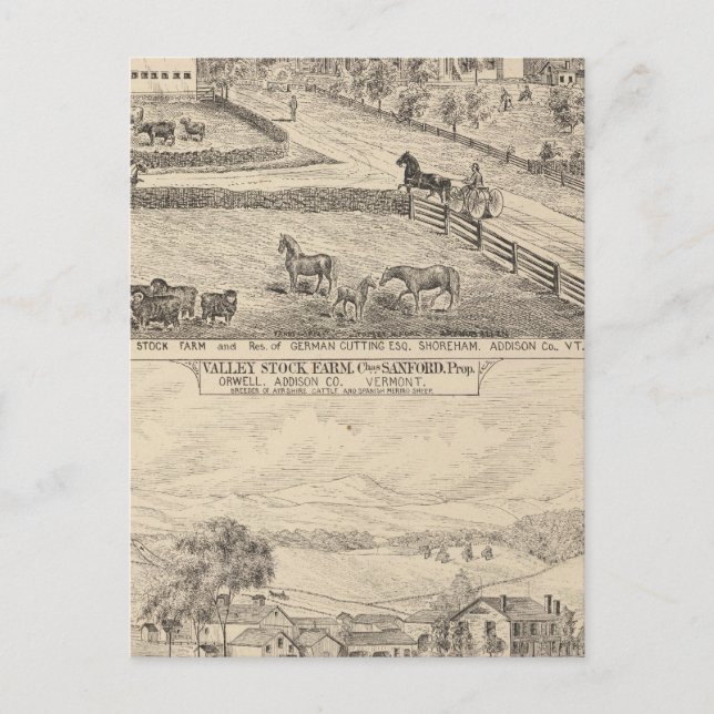 Cartão Postal Fazenda e residência em Shoreham (Frente)