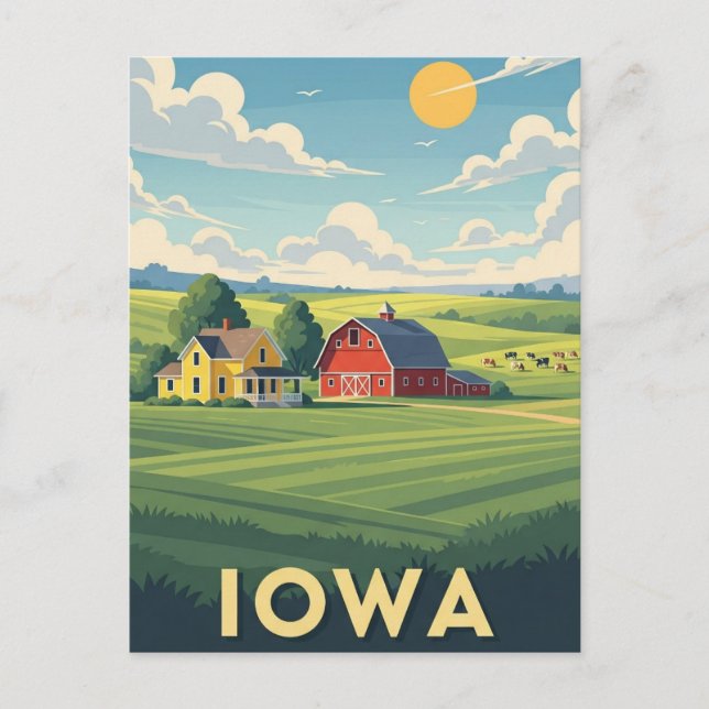 Cartão Postal Fazenda em Iowa Viagem (Frente)