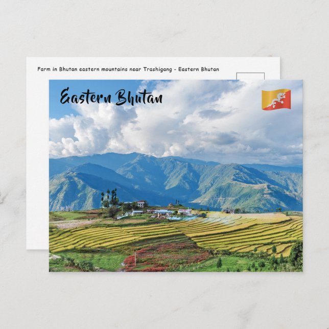 Cartão Postal Fazenda nas montanhas orientais do Butão - Himalay (Frente/Verso)