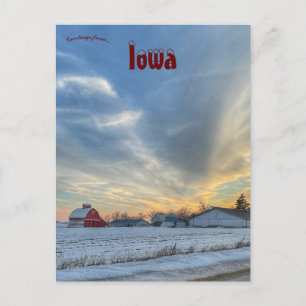 Cartão Postal Fazenda no Inverno no Condado de Johnson Iowa
