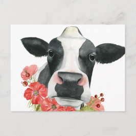 Cartão Postal Fazenda - Vaca com Flores