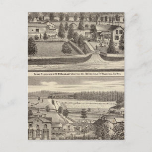 Cartão Postal Fazendas e residências de WR Blodgett e GC Daubne