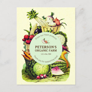 Cartão Postal Fazendeiro Botânico Vintage de Produtos Locais