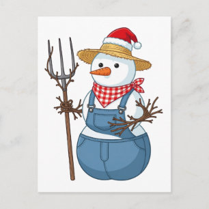 Cartão Postal Fazendeiro de Boneco de Neve Natal 2026 Fazenda de