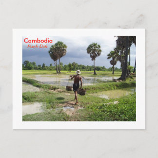 Cartão Postal Fazendeiro em seu campo na Preah Dak