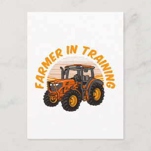 Cartão Postal Fazendeiro Futuro Engraçado em Treinamento Trator