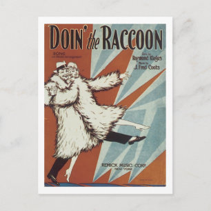 Cartão Postal Fazendo o Cobrir do Songbook Raccoon Vintage
