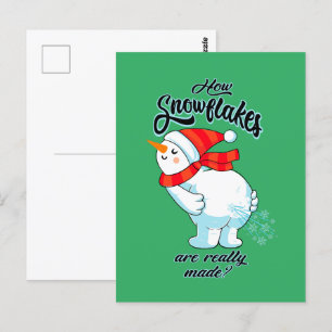 Cartão Postal Fazendo Snowman Fartar Como Os Flocos De Neve São