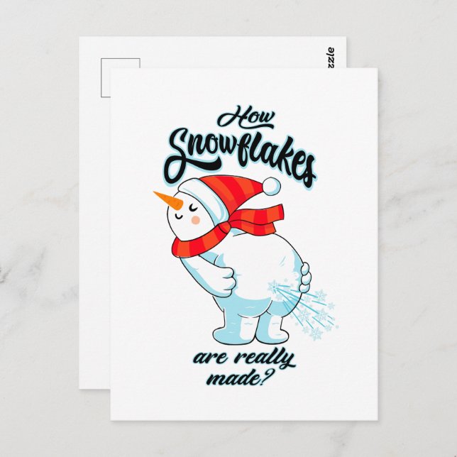 Cartão Postal Fazendo Snowman Fartar Como Os Flocos De Neve São  (Frente/Verso)