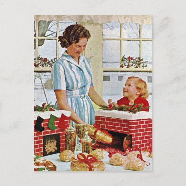 Cartão Postal Fazer biscoitos de Natal com a minha mãe Foto (Frente)