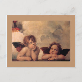 Cartão Postal fé de anjo Rafael pintura antiga bênção