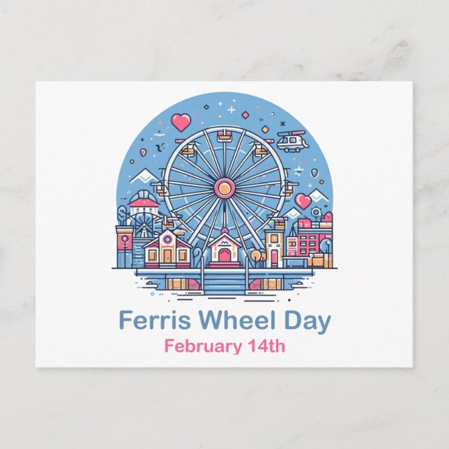 Cartão Postal Feb 14 Ferris Wheel Day (Frente)
