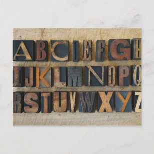 Cartão Postal Fechar o alfabeto por letterpress 2