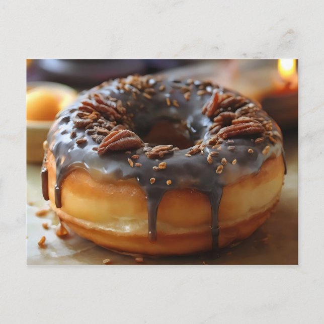 Cartão Postal Feche a rosquinha com vidros de chocolate (Frente)