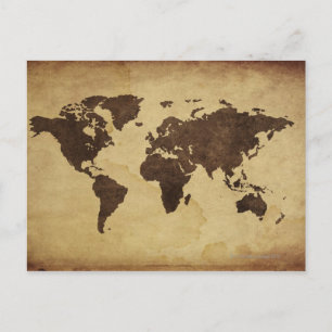 Cartão Postal Feche acima do mapa do mundo antigo 3