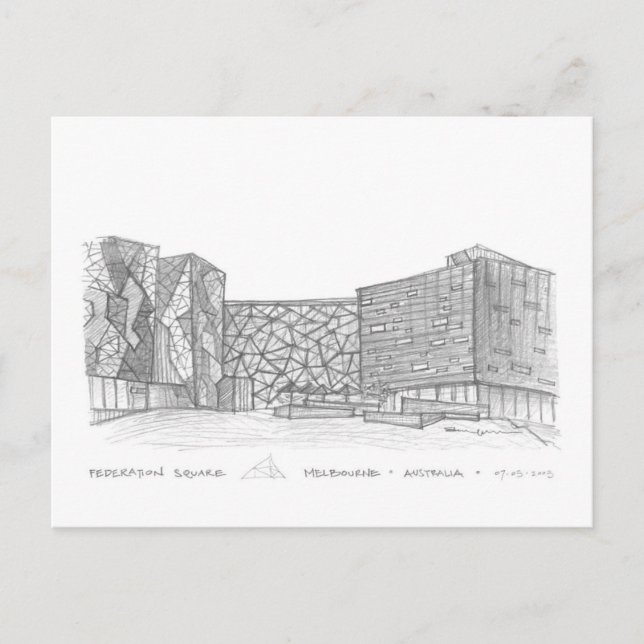 Cartão Postal Federation Square, Melbourne, Austrália (Frente)