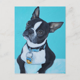 Cartão Postal Feijões com a pintura de Boston Terrier
