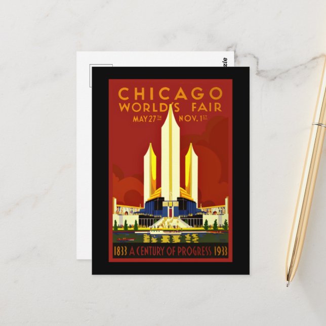 Cartão Postal Feira Mundial de Chicago, 1933 (Frente/Verso In Situ)