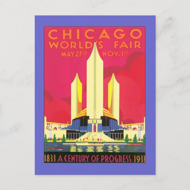 Cartão Postal Feira Mundial de Vintage Chicago (Frente)