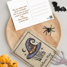 Feiticeira de Halloween Preto de Cor Laranja, com 