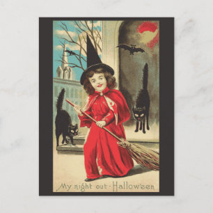 Cartão Postal Feiticeira de Vintage engraçada do Halloween