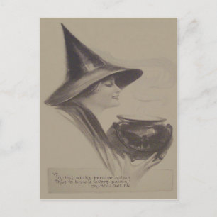 Cartão Postal Feiticeira Sorridente Cauldron - Poção Ortográf