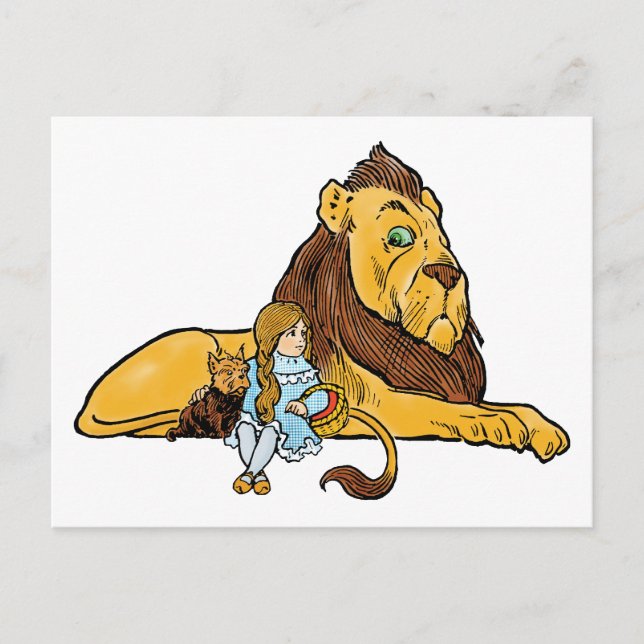 Cartão Postal Feiticeiro de Oz, Dorothy e Toto com Leão (Frente)