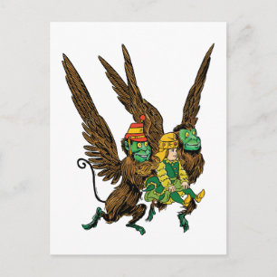 Cartão Postal Feiticeiro Vintage de Oz, Dorothy, macacos voadore