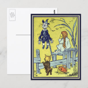 Cartão Postal Feiticeiro Vintage de Oz, Dorothy Toto encontra es