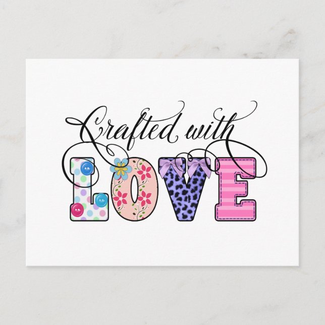 Cartão Postal Feito Com Amor Preto Script ID193 (Frente)