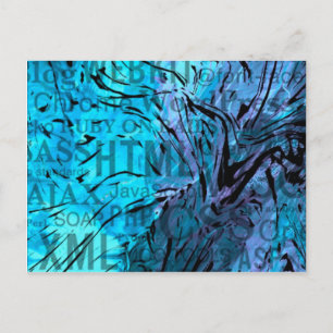 Cartão Postal feito de palavras,azul de computador
