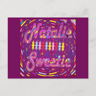 CARTÃO POSTAL FEITO PARA NATALIE E DESIGN DE ARTE COM NOME DE ME
