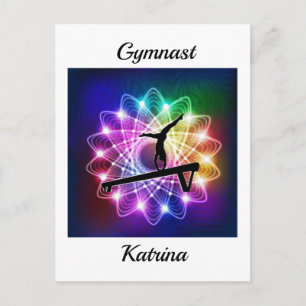 Cartão Postal Feixe de Equilíbrio de Gymnast de Meninas Persona