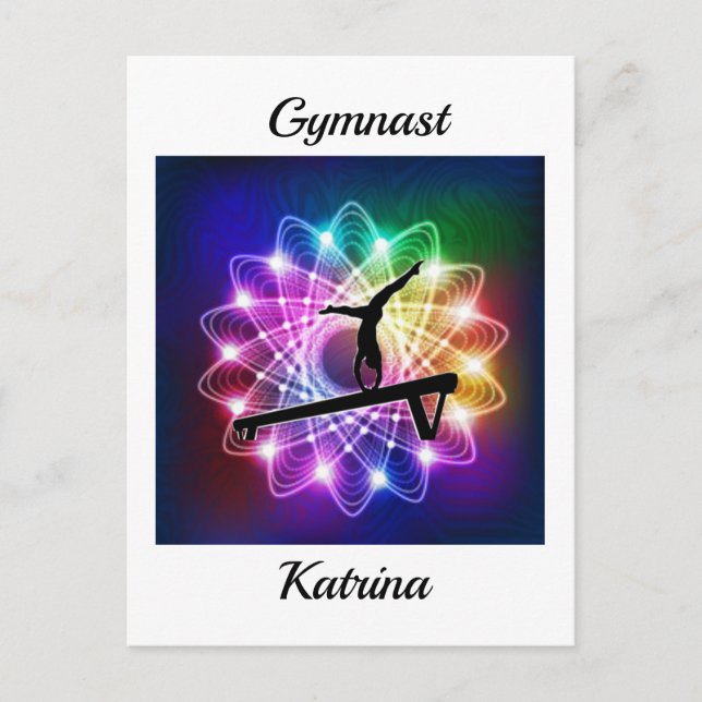 Cartão Postal Feixe de Equilíbrio de Gymnast de Meninas Personal (Frente)