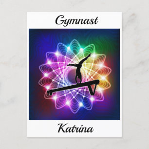 Cartão Postal Feixe de Equilíbrio de Gymnast de Meninas Personal