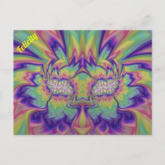 Cartão Postal FELICIDADE ~ Padrão de Design Fratural 3D ~ Multic (Frente)