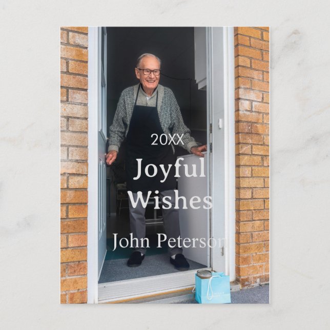 Cartão Postal Felicidades adicionam nome foto homem feriado ano  (Frente)