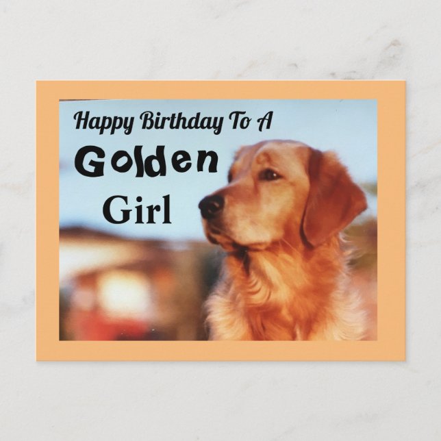 Cartão Postal Felicidades Golden Girl Cachorro Feliz Aniversário (Frente)