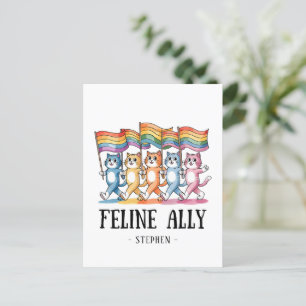 Cartão Postal Feline Ally - Rainbow Cat LGBTQ Pride