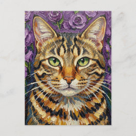 Cartão Postal Feline e Floral | Só Dando um Olá