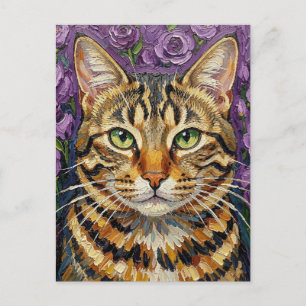 Cartão Postal Feline e Floral Só Dando um Olá