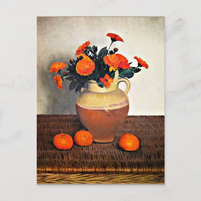 Cartão Postal Felix Vallotton art, Marigolds e Tangerines (Frente)