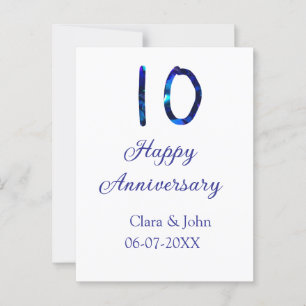 Cartão Postal Feliz 10º aniversário brilho azul adicionar nome d