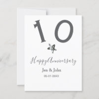 Feliz 10º aniversário nome data estrela metal cinz